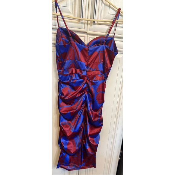 Doll Swimwear Women's Floral Spaghetti Strap Bodycon Mini Dress Red Blue Small - Picture 10 of 12